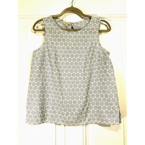 Talbots Womens Top Embroidered Sleeveless‎ Boxy Medium Petite Blue Stripe